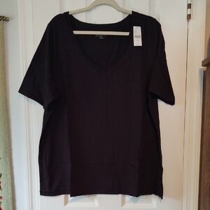 Lane Bryant 18/20 Women's Classic Perfect Sleeve Black V-Neck Top